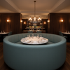 Fine Pebble Grain Dusty Teal Upholstered Banquette | Architectural Fabrics