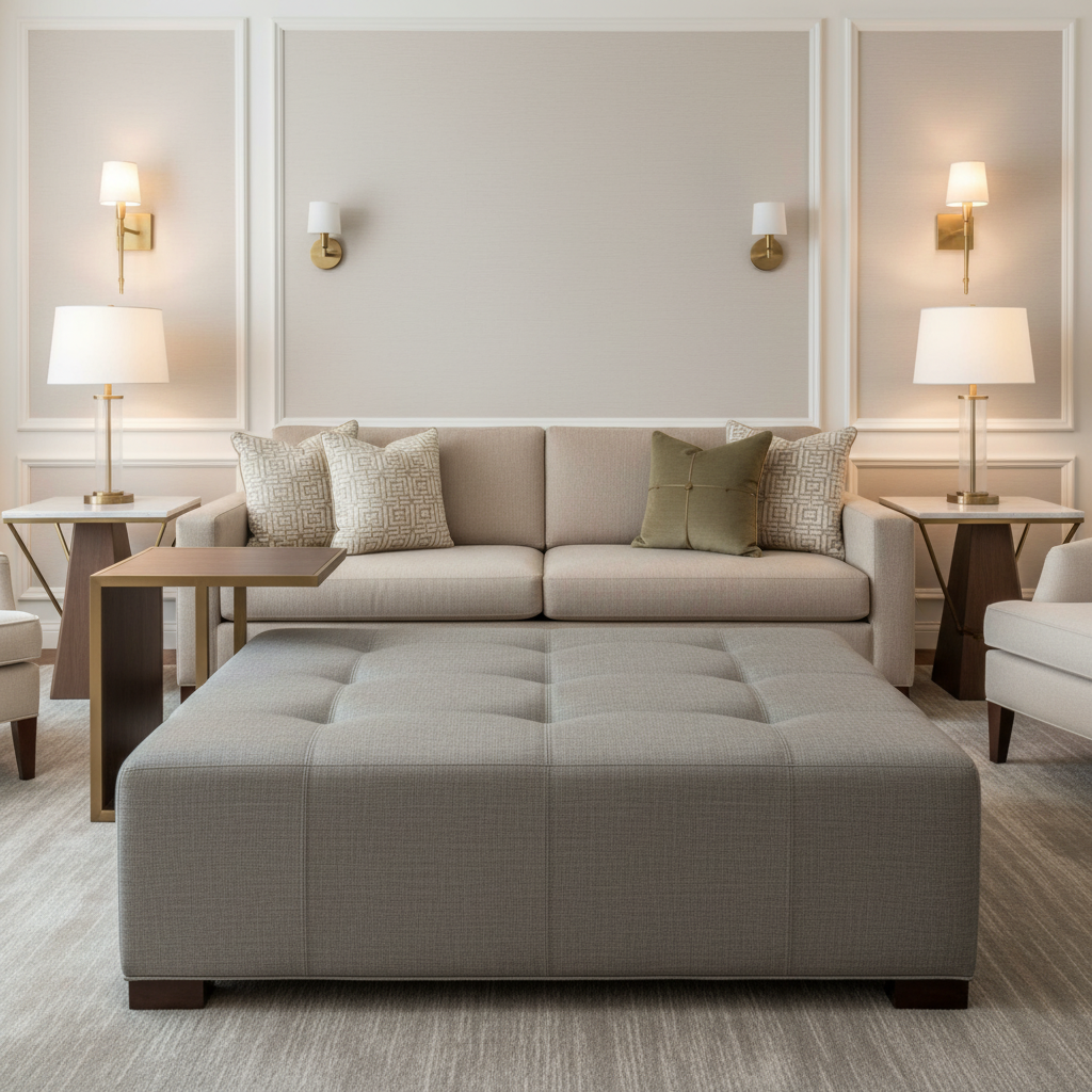 Turneffe - Alloy Upholstered Ottoman | Architectural Fabrics