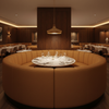 Smooth Pebble Grain Warm Cognac Upholstered Banquette | Architectural Fabrics