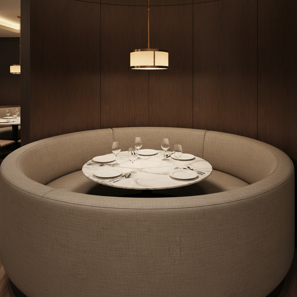 Brushed Linen Weave Soft Taupe Upholstered Banquette | Architectural Fabrics