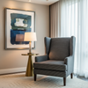 Tiny Geometric Weave Charcoal Grey Upholstered Chair | Architectural Fabrics