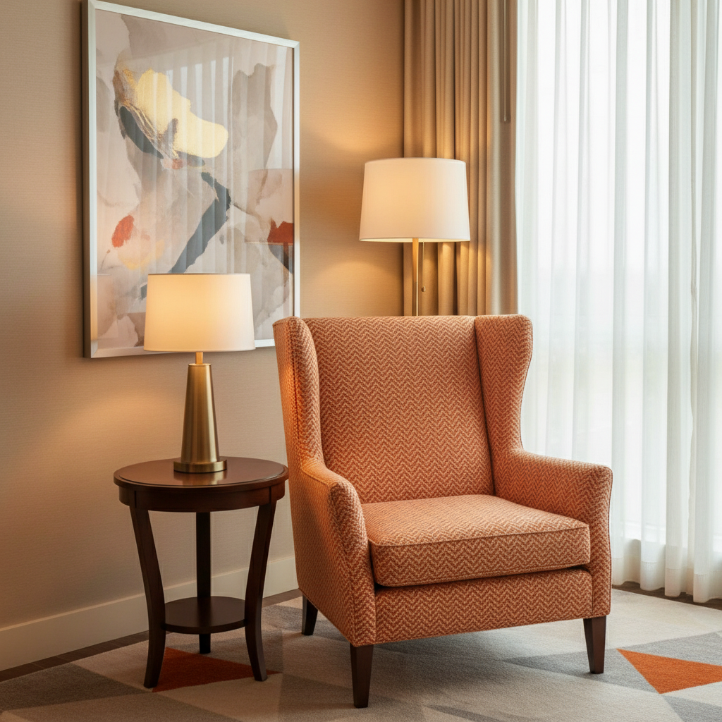 Chevron Woven Texture Tangerine Spice Upholstered Chair | Architectural Fabrics