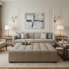 Snake Cay - Putty Upholstered Ottoman | Architectural Fabrics