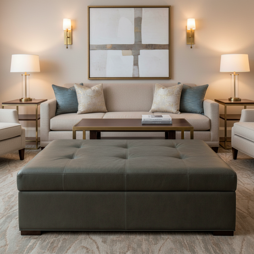 Vieques - Greystone Upholstered Ottoman | Architectural Fabrics