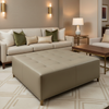 Smooth Solid Texture Muted Taupe Upholstered Ottoman | Architectural Fabrics