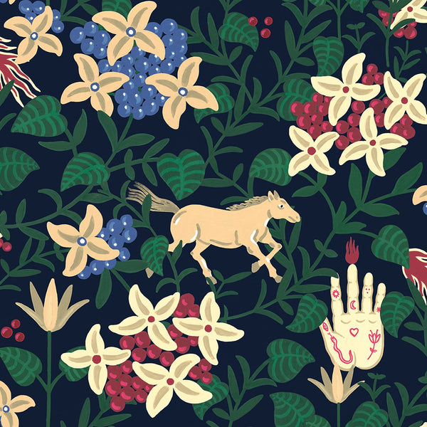 Neo-Flowery Navy, Sample Vinyl Wallcoverings | Coordonné
