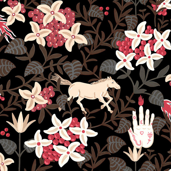 Neo-Flowery Black, Sample Vinyl Wallcoverings | Coordonné