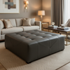 Algiers - Charcoal Performance Vinyl Upholstered Ottoman | Architectural Fabrics