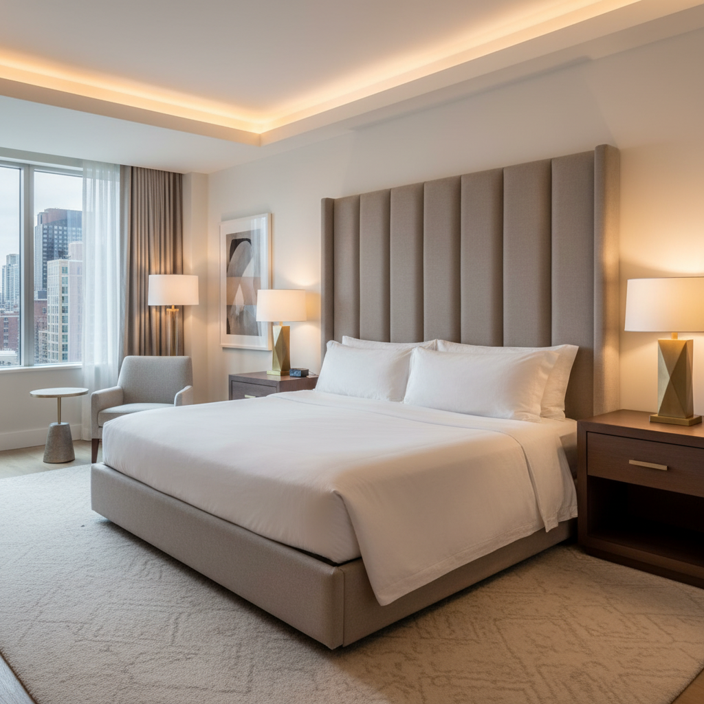 Fine Woven Texture Soft Taupe Upholstered Headboard | Architectural Fabrics