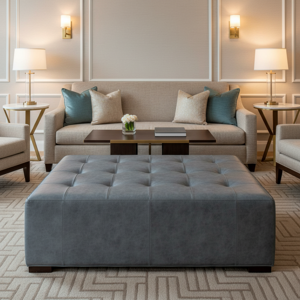 Punch Bowl - Marine Upholstered Ottoman | Architectural Fabrics