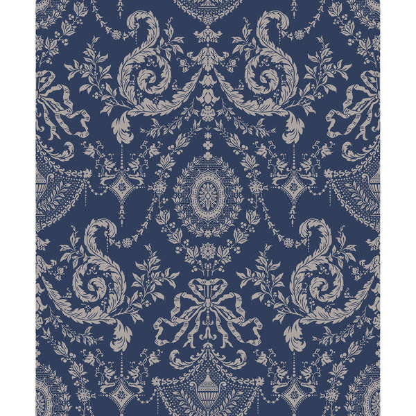 Woolverston - Blue Blue By Cole & Son |  | Damask Wallcovering Print