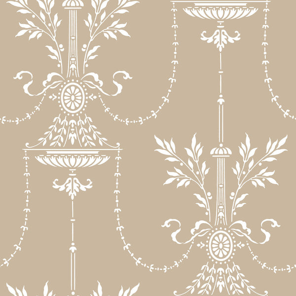 Dorset - Toast Brown By Cole & Son |  | Damask Wallcovering Print
