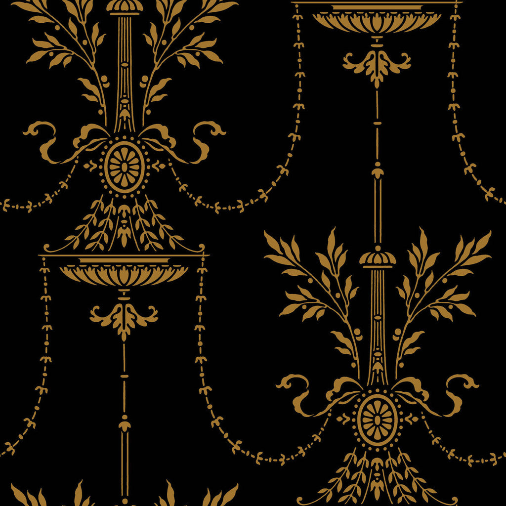 Dorset - Noir Black By Cole & Son |  | Damask Wallcovering Print