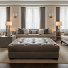 Subtle Textured Solid Muted Bronze Upholstered Ottoman | Architectural Fabrics