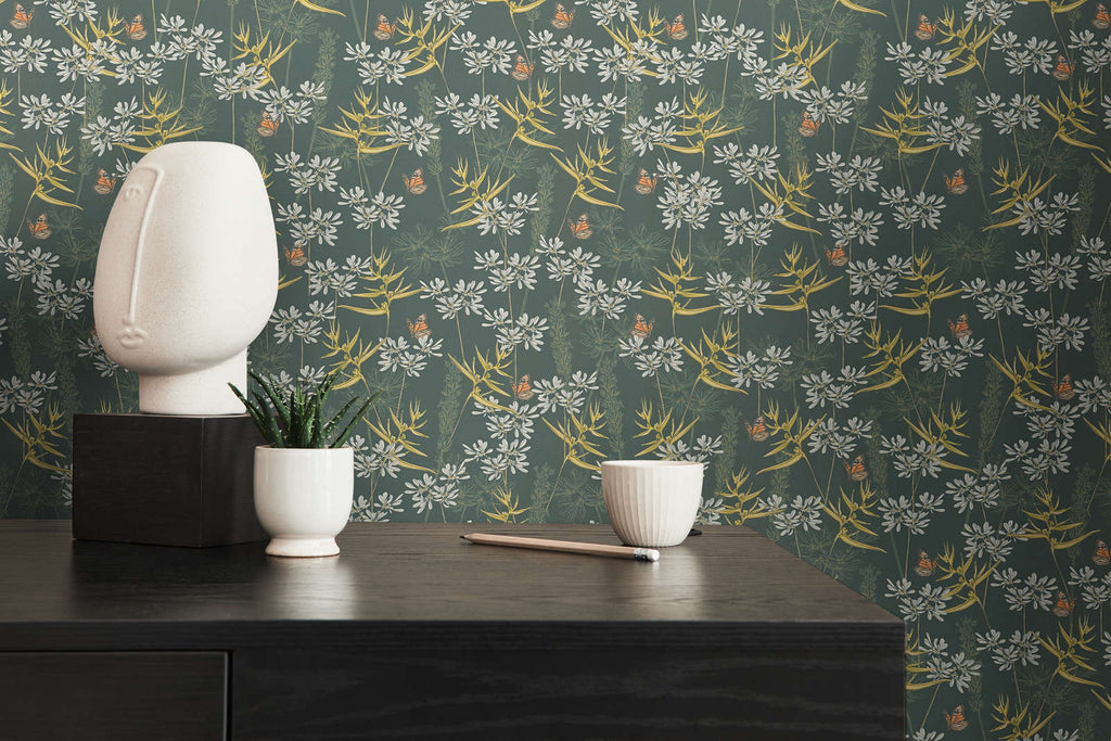 Drawn Into Nature Teal Wallcovering | AS Creation