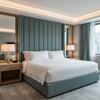 Subtle Linen Weave Dusty Teal Upholstered Headboard | Architectural Fabrics