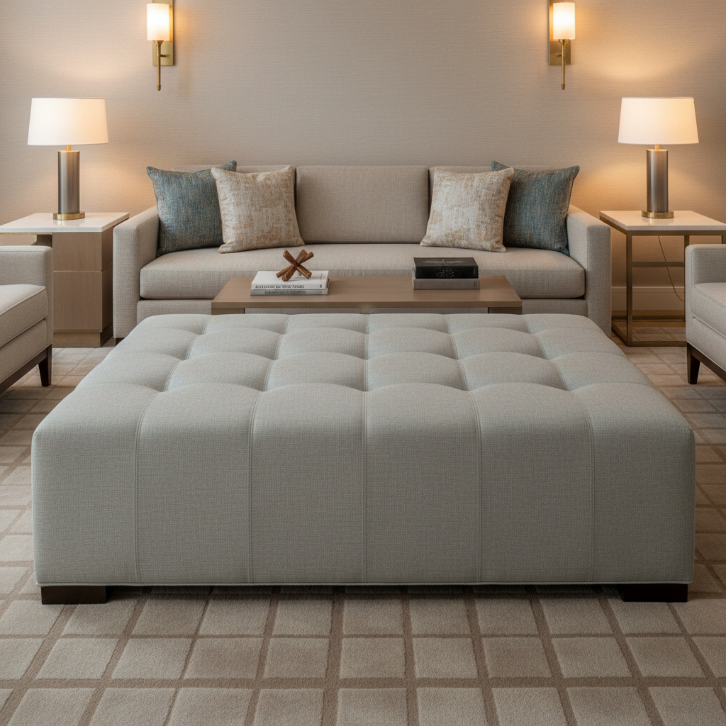 Aarden - Misty Stone Silicone Hybrid Upholstered Ottoman | Architectural Fabrics