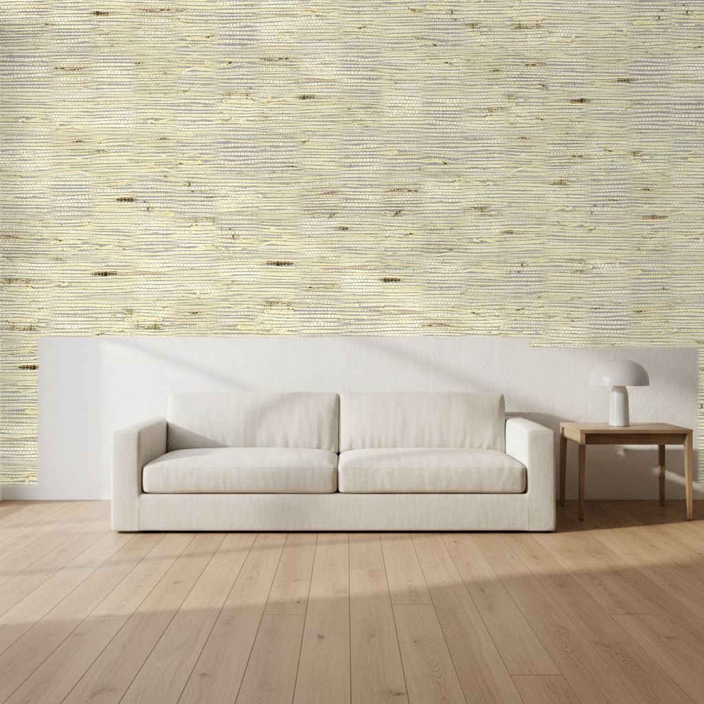 Nantucket Grasscloth Grey Brown Wallcovering | Phillipe Romano room setting