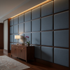 Woven Linen Texture Slate Blue Upholstered Wall Panel | Architectural Fabrics
