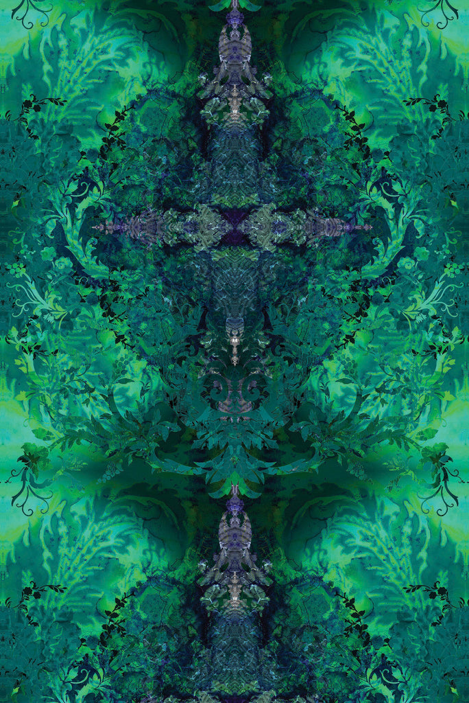 Tourmaline Damask Velvet Greens