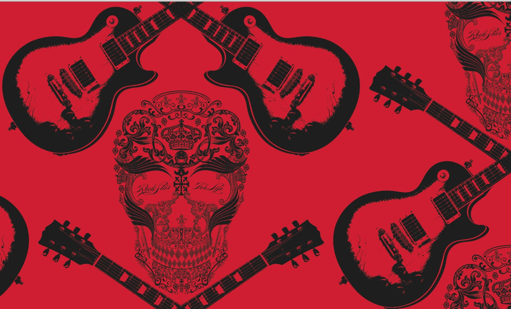 Rocky's Rock and Roll Bones - Red - Pattern Design Lab Wallcovering | DW Bespoke Studios