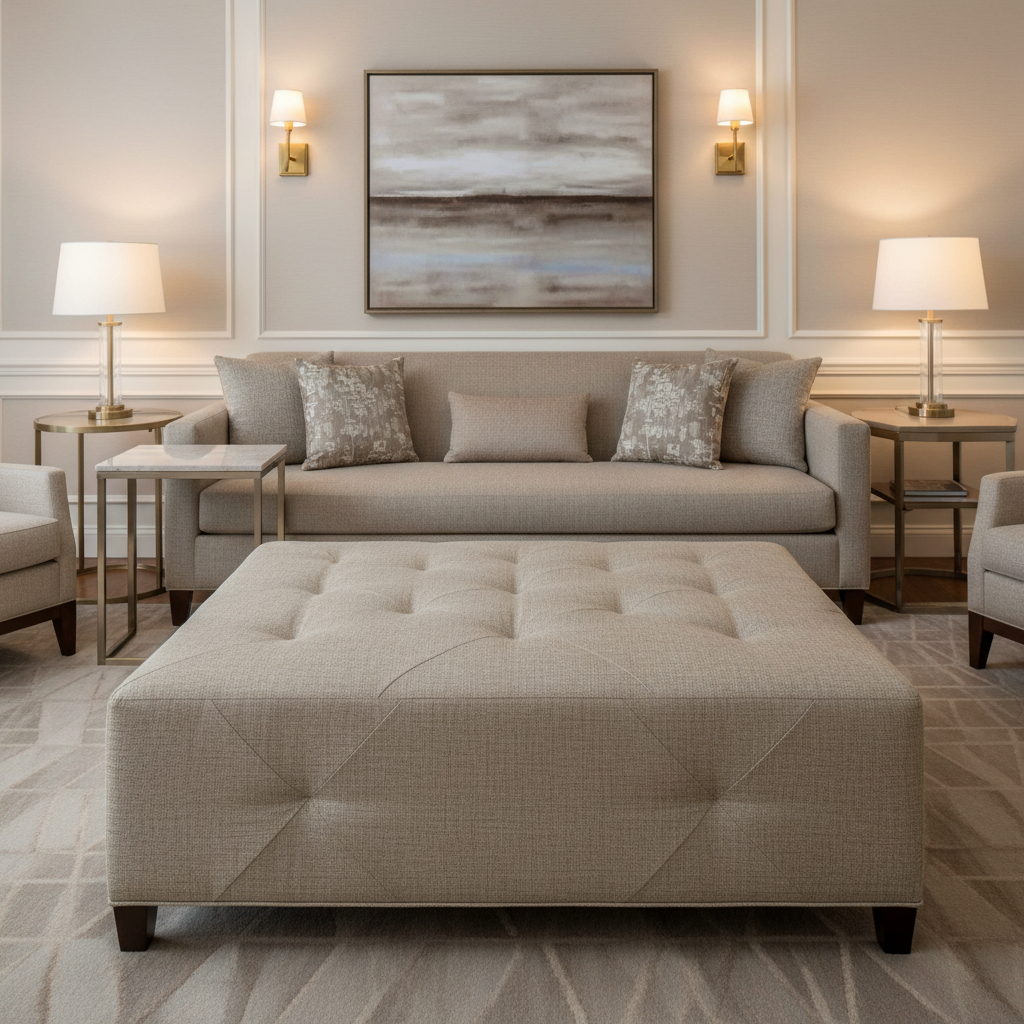 Adagio - Adagio Blackout Fabric Upholstered Ottoman | Architectural Fabrics