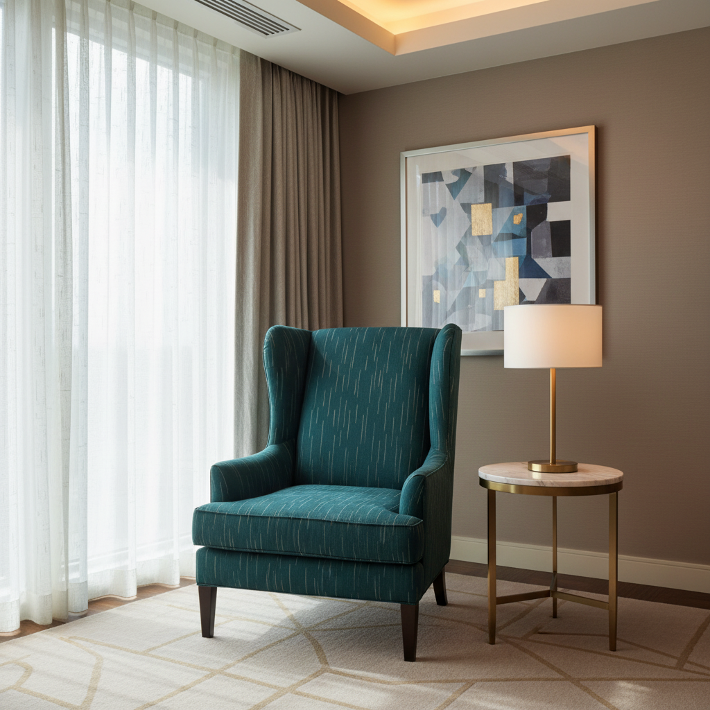 Stitchwork Bay - Sea Blue Upholstered Chair | Architectural Fabrics