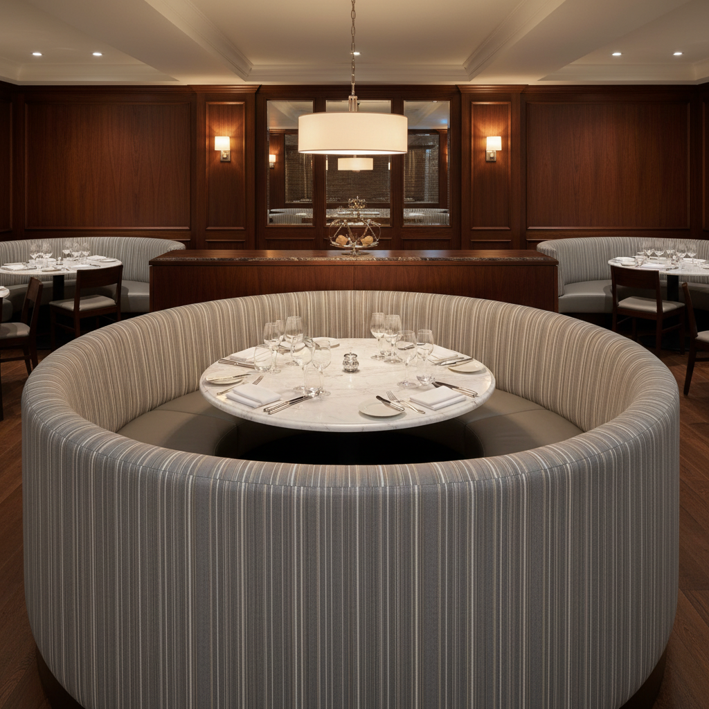 Sandy Point Stripe - Cloud Upholstered Banquette | Architectural Fabrics