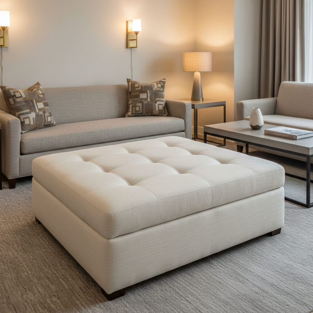 Tradewind Trace - Cloud Upholstered Ottoman | Architectural Fabrics