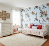 The Original Yeeha 1950's Cowboy - Light Blue Mid-Century Modern | Architectural Wallcoverings - Girls Western Chic Bedroom Room Setting