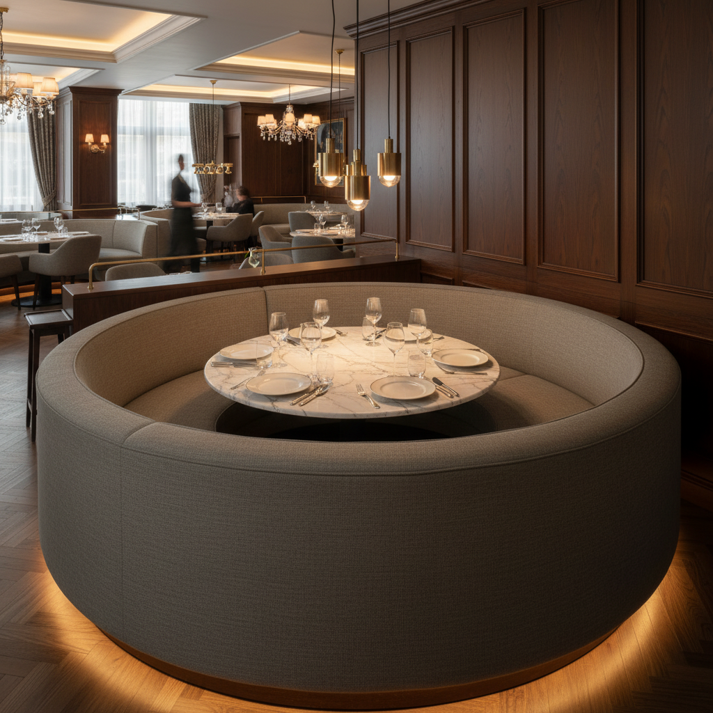 Necker Island - Shale Upholstered Banquette | Architectural Fabrics