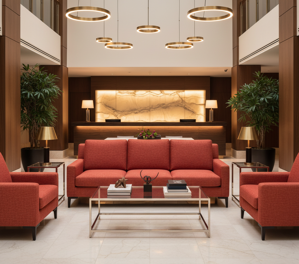 BARNUM - Crimson Weave Texture Upholstery Upholstered Sofa | Architectural Fabrics