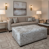 Crushed Velvet Texture Silver Mist Upholstered Ottoman | Architectural Fabrics
