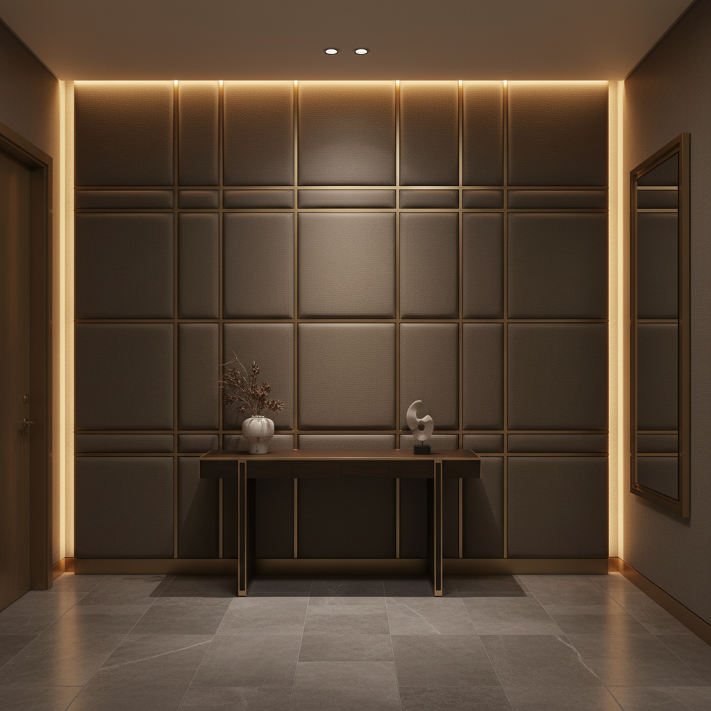 Smooth Pebble Grain Dark Taupe Upholstered Wall Panel | Architectural Fabrics
