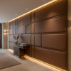Smooth Leather Grain Rich Chestnut Upholstered Wall Panel | Architectural Fabrics