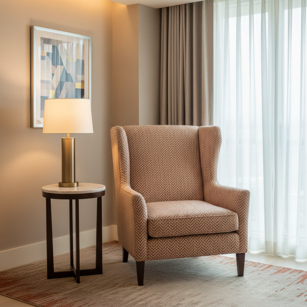 Chevron Woven Texture Terracotta Beige Upholstered Chair | Architectural Fabrics