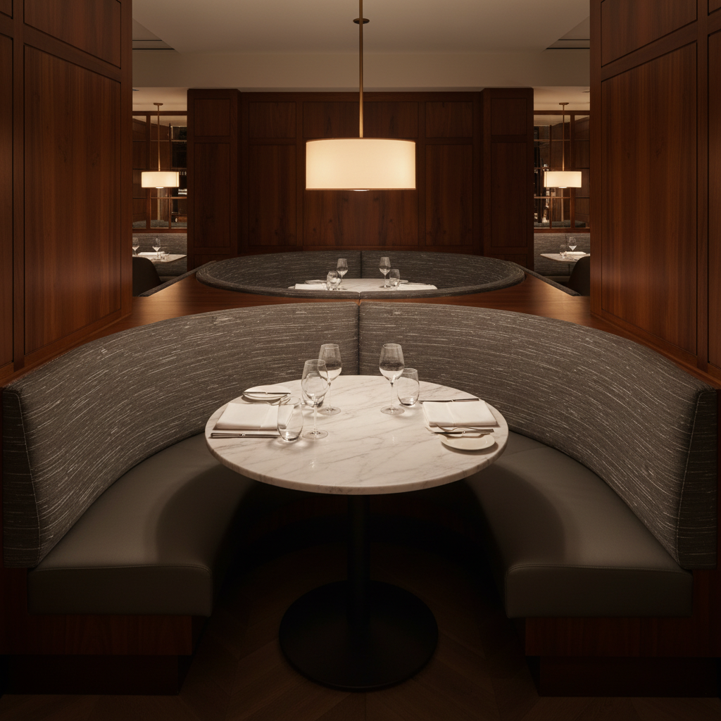 Tradewind Trace - Charcoal Upholstered Banquette | Architectural Fabrics