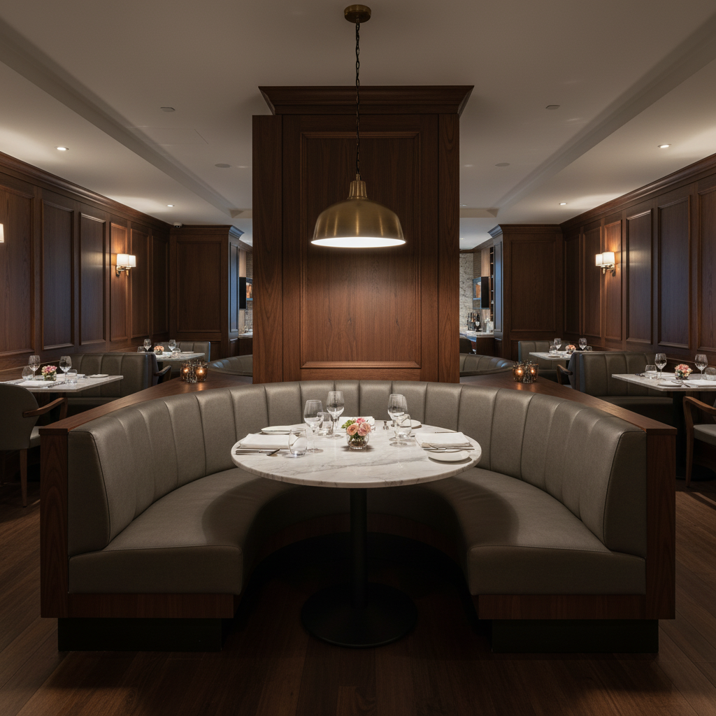 Pinnacle Rock - Night Upholstered Banquette | Architectural Fabrics