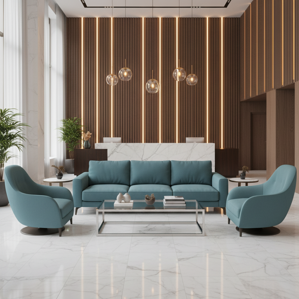 Pinnacle Rock - Sea Green Upholstered Sofa | Architectural Fabrics