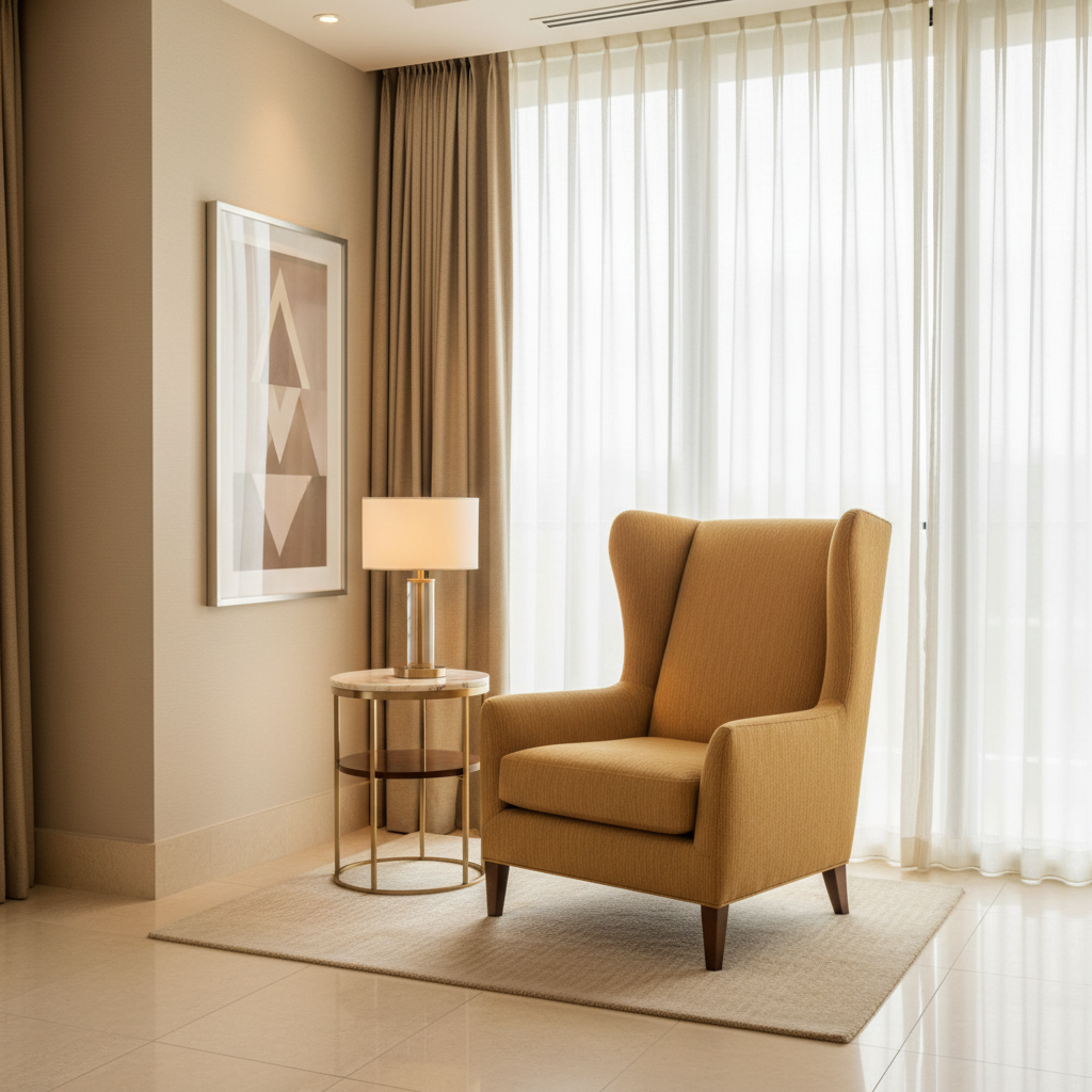 Fine Vertical Texture Golden Tan Upholstered Chair | Architectural Fabrics