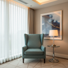 Subtle Linen Weave Dusty Teal Upholstered Chair | Architectural Fabrics