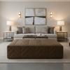 Channel Chevron Stitch Rich Umber Upholstered Ottoman | Architectural Fabrics