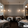 Marseilles Vinyl | Hollywood Wallcoverings - Restaurant Dining commercial room setting