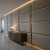 Woven Linen Texture Silver Taupe Upholstered Wall Panel | Architectural Fabrics