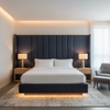 Smooth Solid Color Deep Indigo Upholstered Headboard | Architectural Fabrics