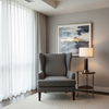 Subtle Linen Weave Charcoal Gray Upholstered Chair | Architectural Fabrics
