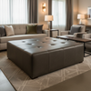 Smooth Pebble Grain Dark Taupe Upholstered Ottoman | Architectural Fabrics