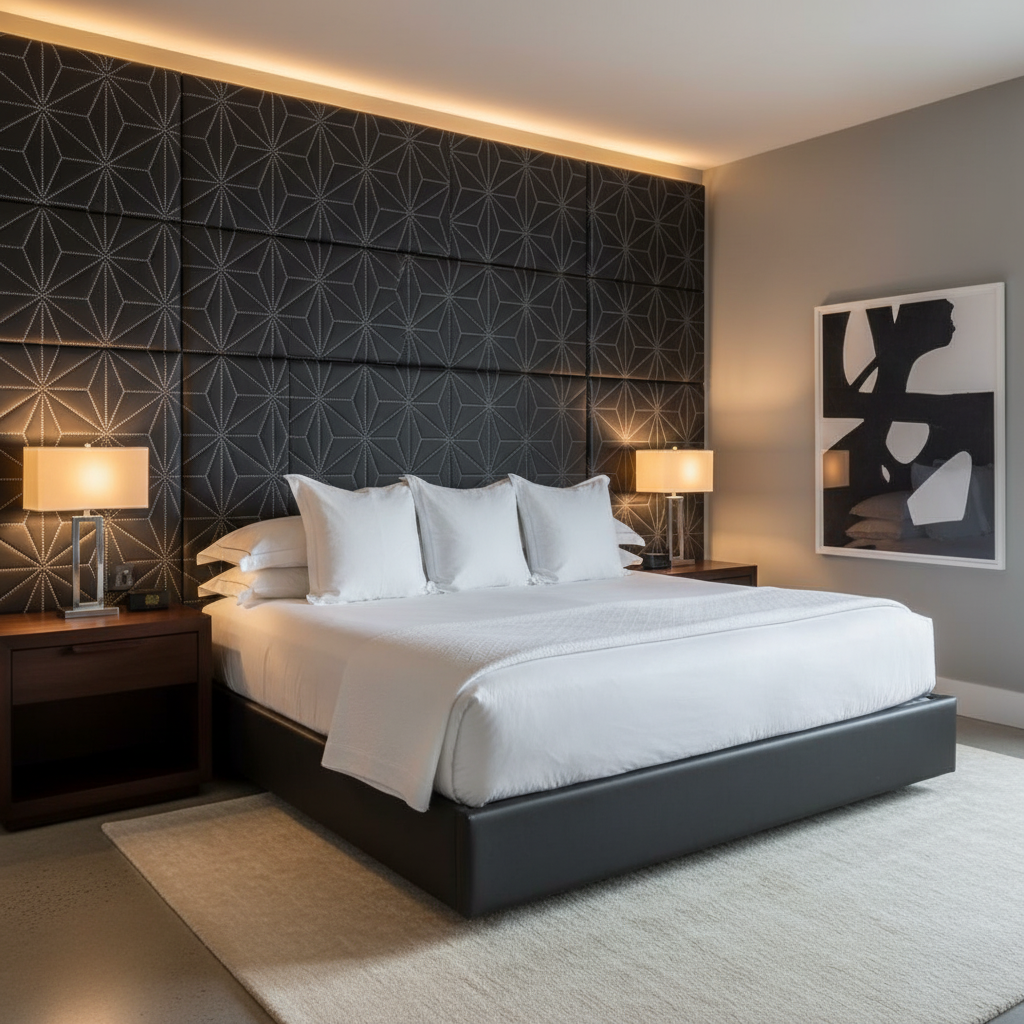 Axis - Axis Etched Polyurethane Upholstered Headboard | Architectural Fabrics