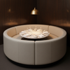 Algiers - Limestone Performance Vinyl Upholstered Banquette | Architectural Fabrics