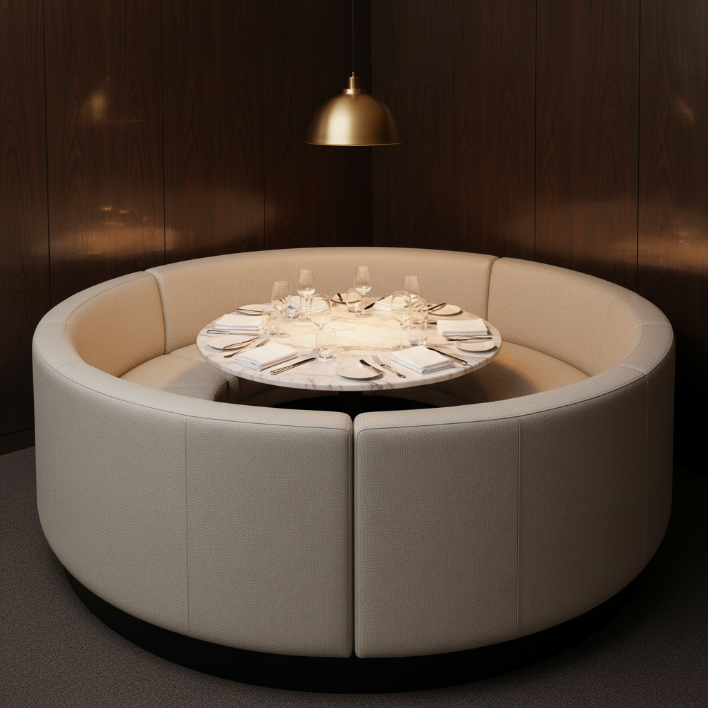 Algiers - Limestone Performance Vinyl Upholstered Banquette | Architectural Fabrics